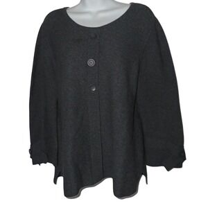 Habitat Womens Charcoal Gray Button Front Knit Sweater Size M Boho Office Casual